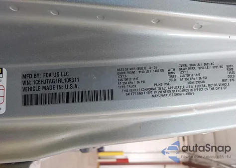 2024 Jeep Gladiator Sport S z USA, uszkodzony, nr VIN 1C6HJTAG1RL109311